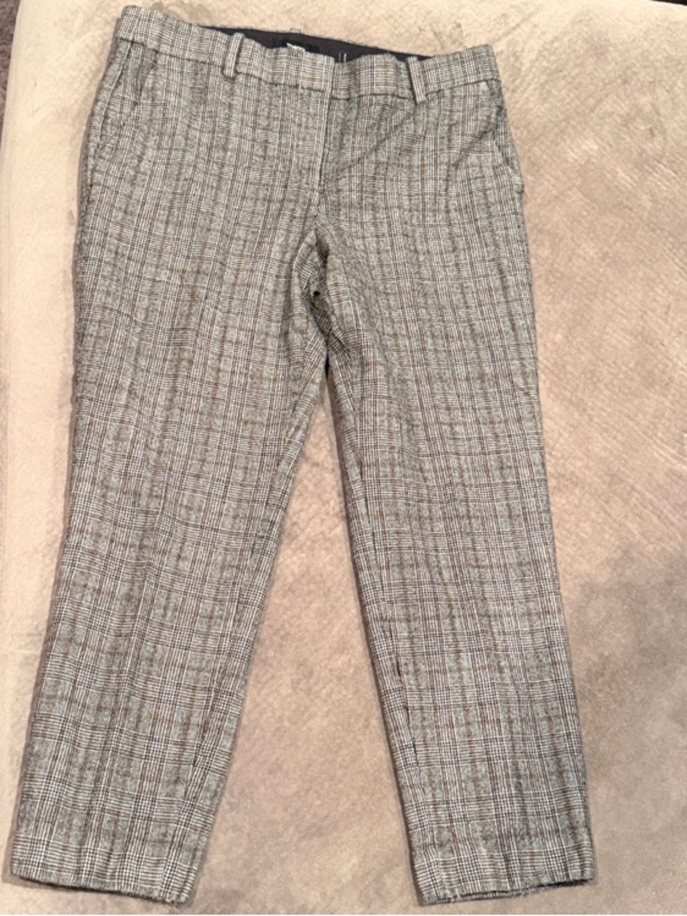 Theory Treeca 2 P2 Gray Glen Plaid Trousers Slim Cropped Dress Pants Sz